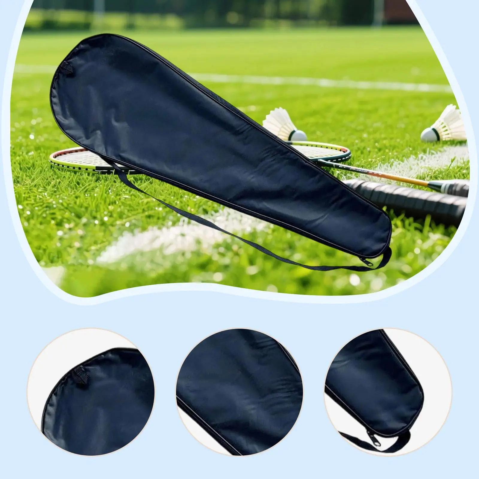 Badminton Racket Cover Bag Protection Dustproof Lightweight Carry Case with Adjustable Shoulder Strap for Practice Competition