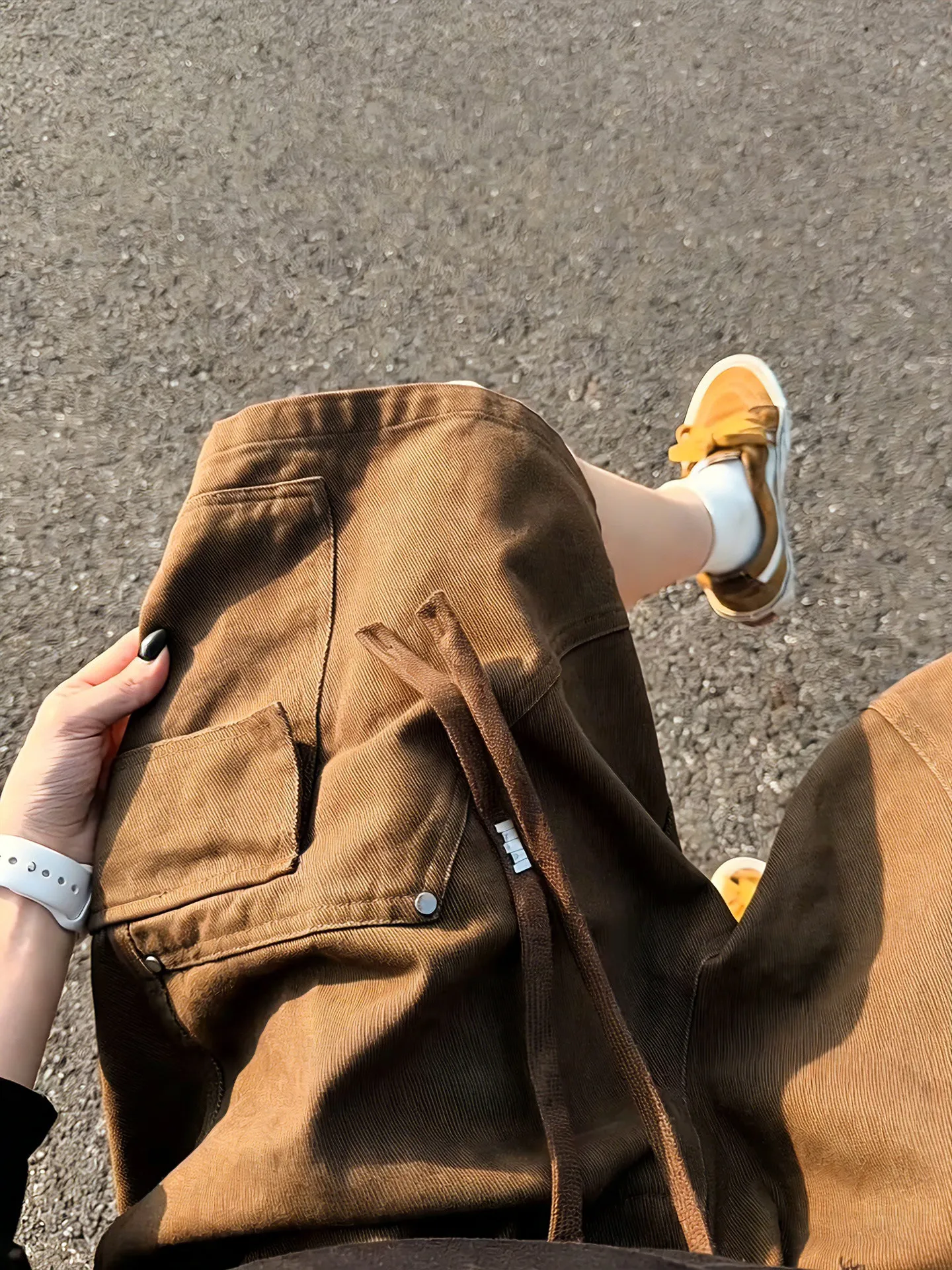 

Pure Cotton Workwear Shorts Men's Summer Brown Straight Leg Five-Quarter Length with Large Pockets Casual Youth Leisure Trousers