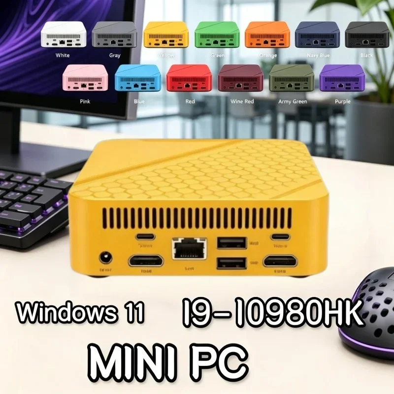 Solid Core I9 10980HK Portable Mini PC, WiFi6 BT5.2, Dual Gigabit Ports, 4K Multi Display Compact Host for Office Daily