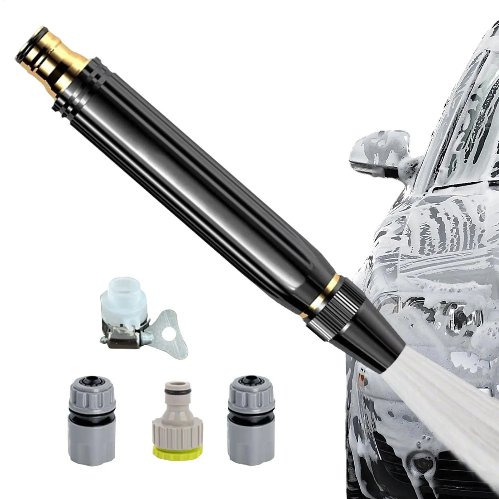 Adjustable Car Wash Water Gun High Pressure Metal Car Wash Straight Nozzle Washer Spray Sprinkler for Car Washing Tool