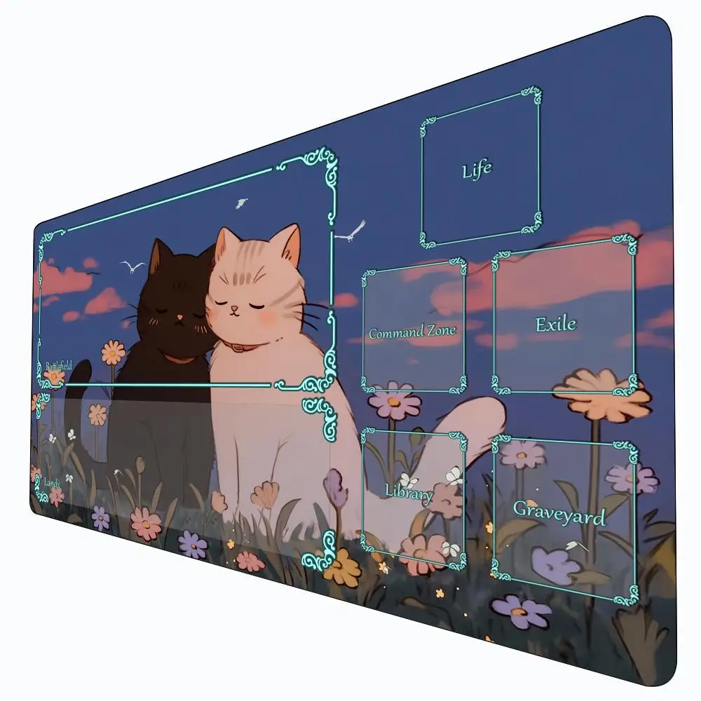 

Cute cat theme Kawaii Magic Playmat Card Battle Gaming Mat with zone mtg playmat 60X35cm desk mat suitable for game gathering