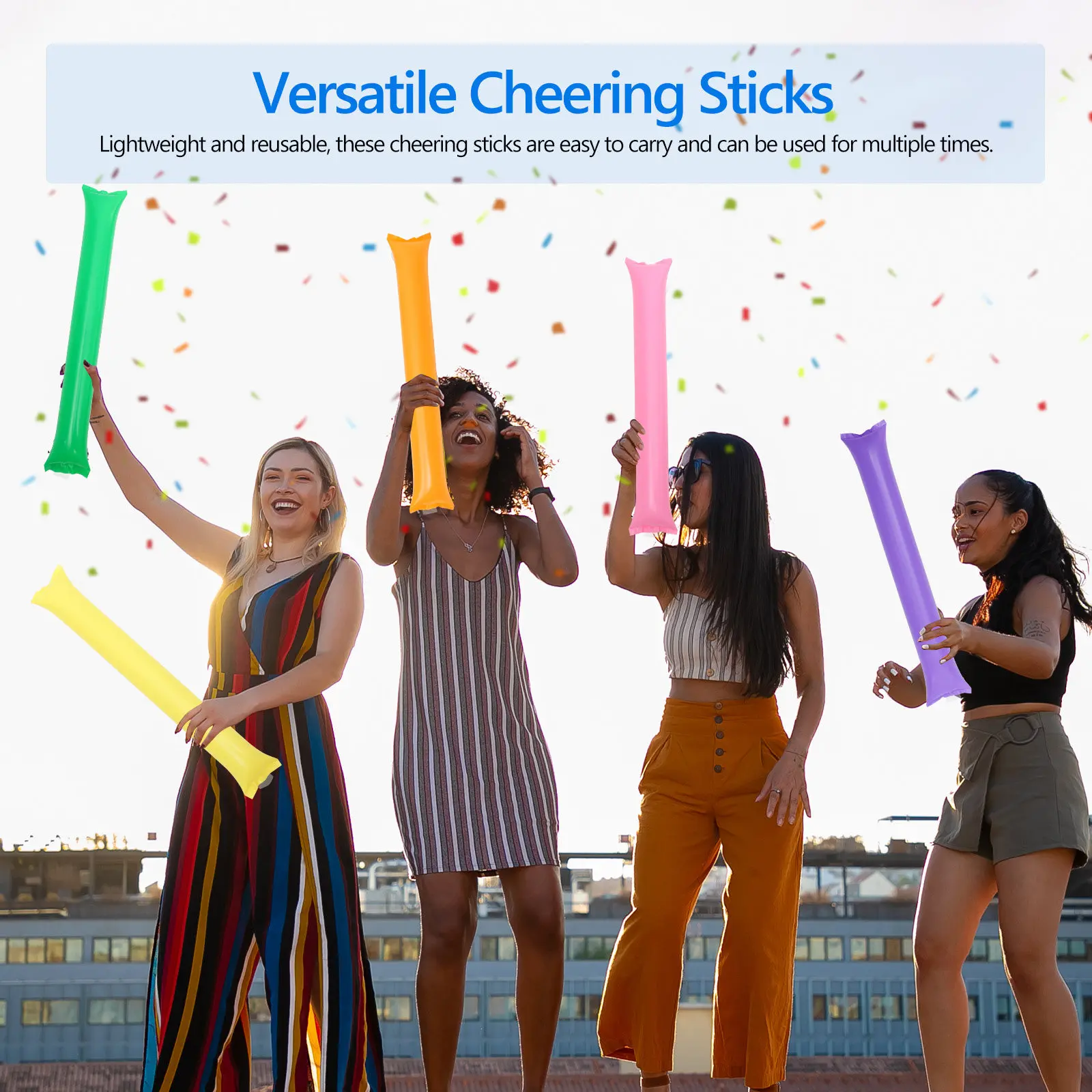 Inflatable Noise Sticks 40 Pack PE Cheering Clappers for Sports Events Parties Concerts and Team Support