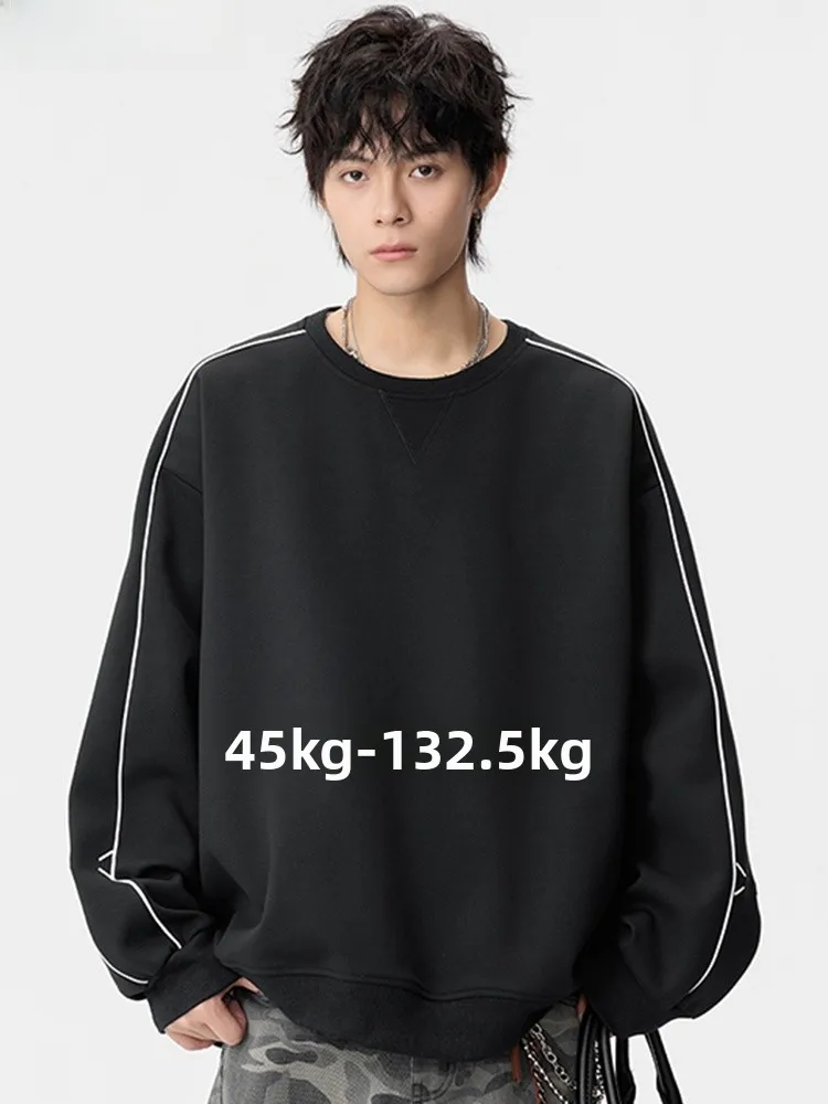 

Мужская толстовка свободного кроя большого размера с длинным рукавом, в полоску, модная, осенне-весенняя, повседневная, из высококачественного полиэстера