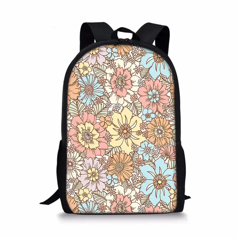 

Flower Pattern Single Layer Backpacks for Boy and Girls Best Gifts 3D Cartoon School Backpack for Children Bags