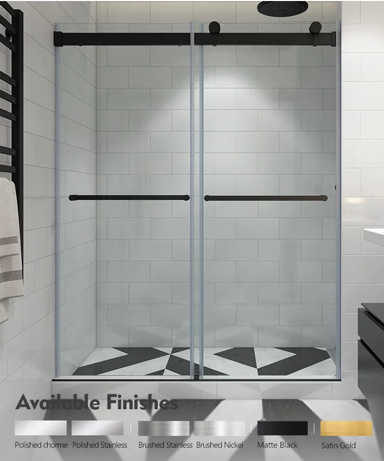 

High Quality Profile Adjustable Glass Bathroom Frameless Sliding Shower Door