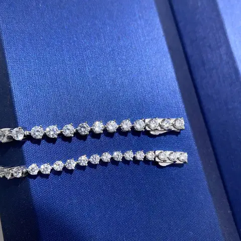 Mångsidigt, trendigt, runt 5pt Moissanit PT950 platinaarmband, unisex - platinakedja + sten, fint hantverk 10 best sales mästerkvalitet - №4