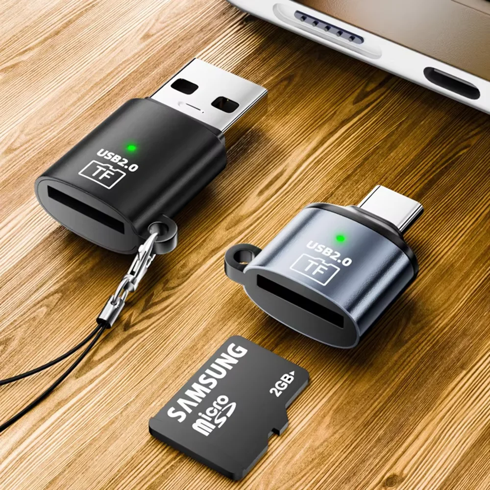 Мини-USB-адаптер Type-C USB A для чтения карт SD, Micro SD, TF для телефонов Samsung, Huawei, Xiaomi, ПК, планшетов, ноутбуков, алюминиевый металлический корпус