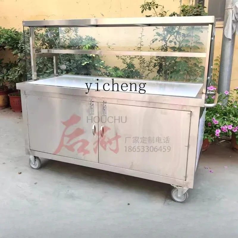 r5.13 TQQ Mobile Hand Push Takeaway Snack Cart Ice Powder Cold Vegetable Stall Cart Braised Vegetable Cart Breakfast