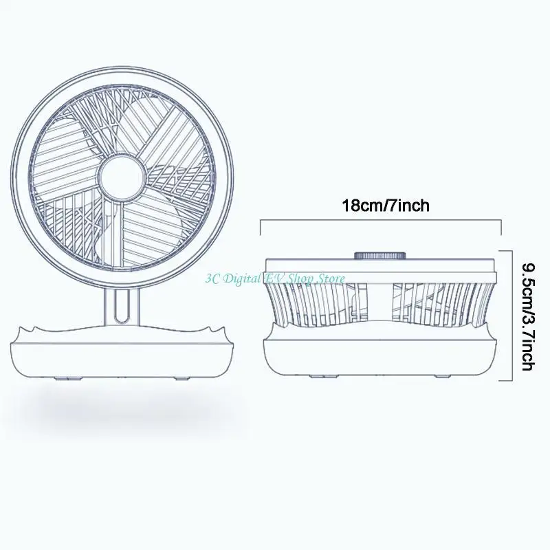 E74D 7IN VINGING FAN для W/Light Camping Fan 1200/2400MAH Складной вентилятор для открытого кулачка