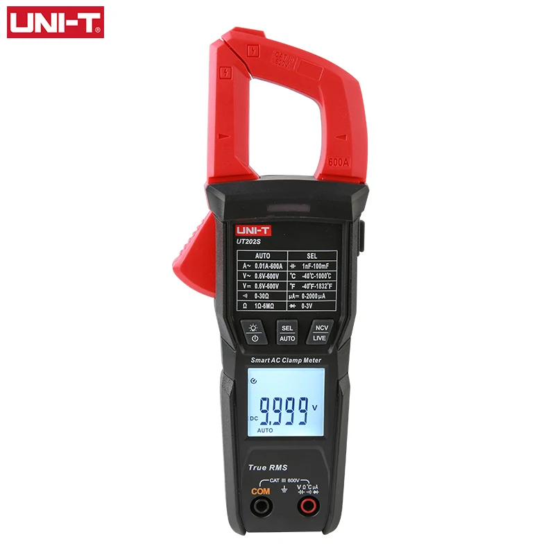 Imagem -02 - Uni-t-digital Clamp Meter Ut202s Ut202bt 600a Alicadores de Corrente ac Amperímetro Voltage Tester Temperatura Frequency Meter Auto Range