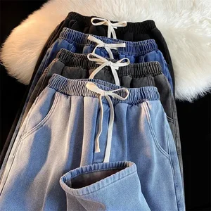 Männliche und weibliche koreanische Retro -Jeans, Herbst- und Wintermodelle, gepolstert und verdickt, locker, gerade, breite Beine, Freizeithosen 10 Hauptverkauf Calca Jeans 90 männlich - №10