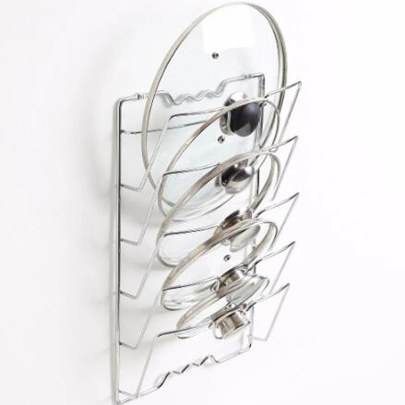Kitchen Organizer Rack Wall Hanging Pot Cover Rack Five-Layer Pot Lid Metal Rust-Free Multifunctional Rack Pot Lid Rack