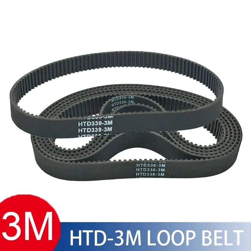 HTD 3M Timing Belt 336/339/342/348/351/354/357/360mm 8/10/12mm Width RubbeToothed Belt Closed Loop Synchronous Belts Pitch 3mm