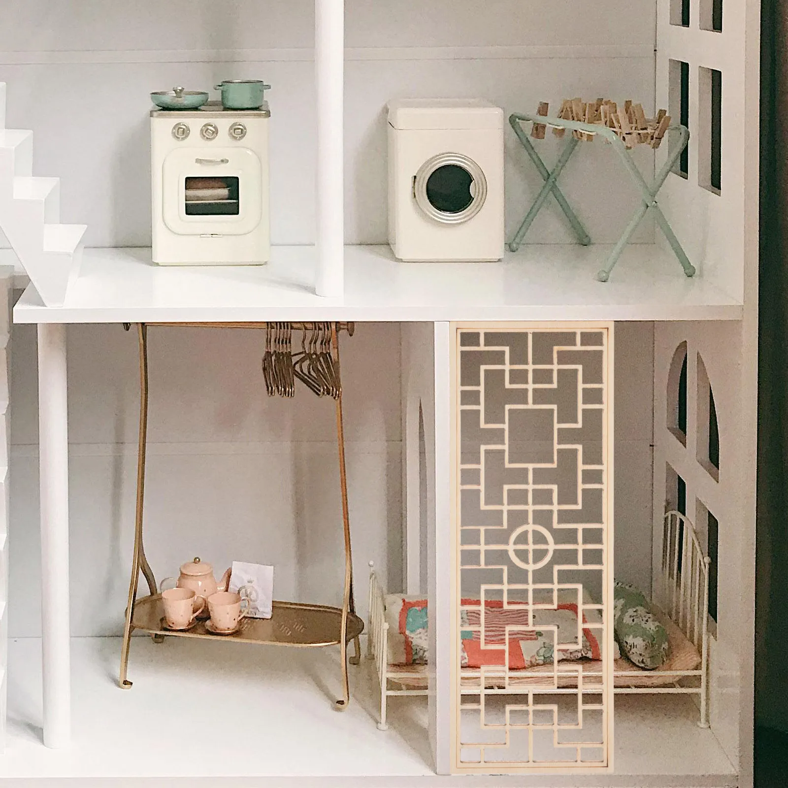 

5Pcs Chinese Style Mini Screen Accessory Sand Table Micro Landscape Decorative Mini House Desktop Ornament Desktop Screen Model