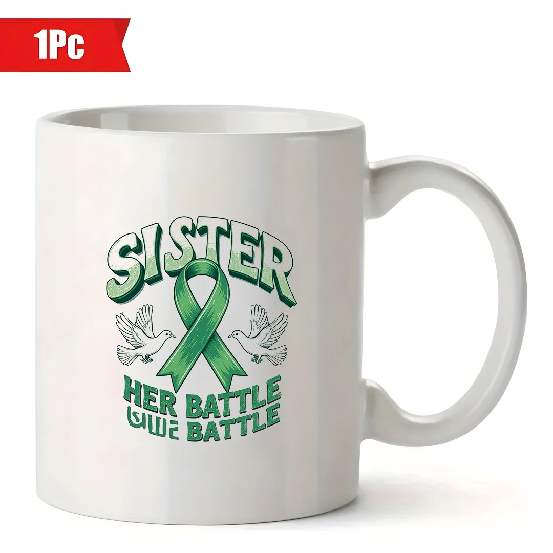 كوب شقيقة الشريط الأخضر 11 أونصة كوب نسائي لدعم المعركة هدية عيد الميلاد كوب مكتب عائلي