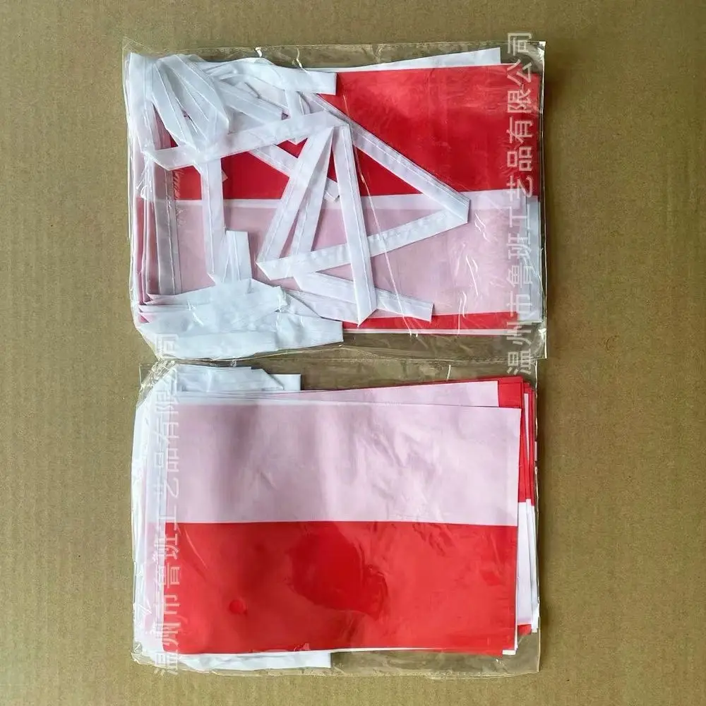TIKI FLAG 20pcs/lot Poland bunting flags 14x21cm Pennant Poland String Banner Festival Party Holiday for decoration
