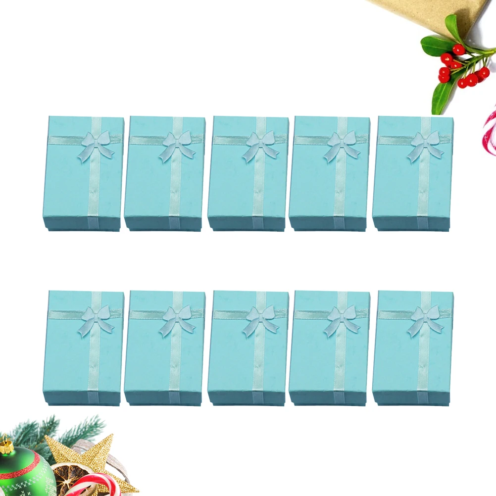 

10 PCS Jewelry Box Sky-blue Storage Case Ring Necklace Personal Use Fashionable
