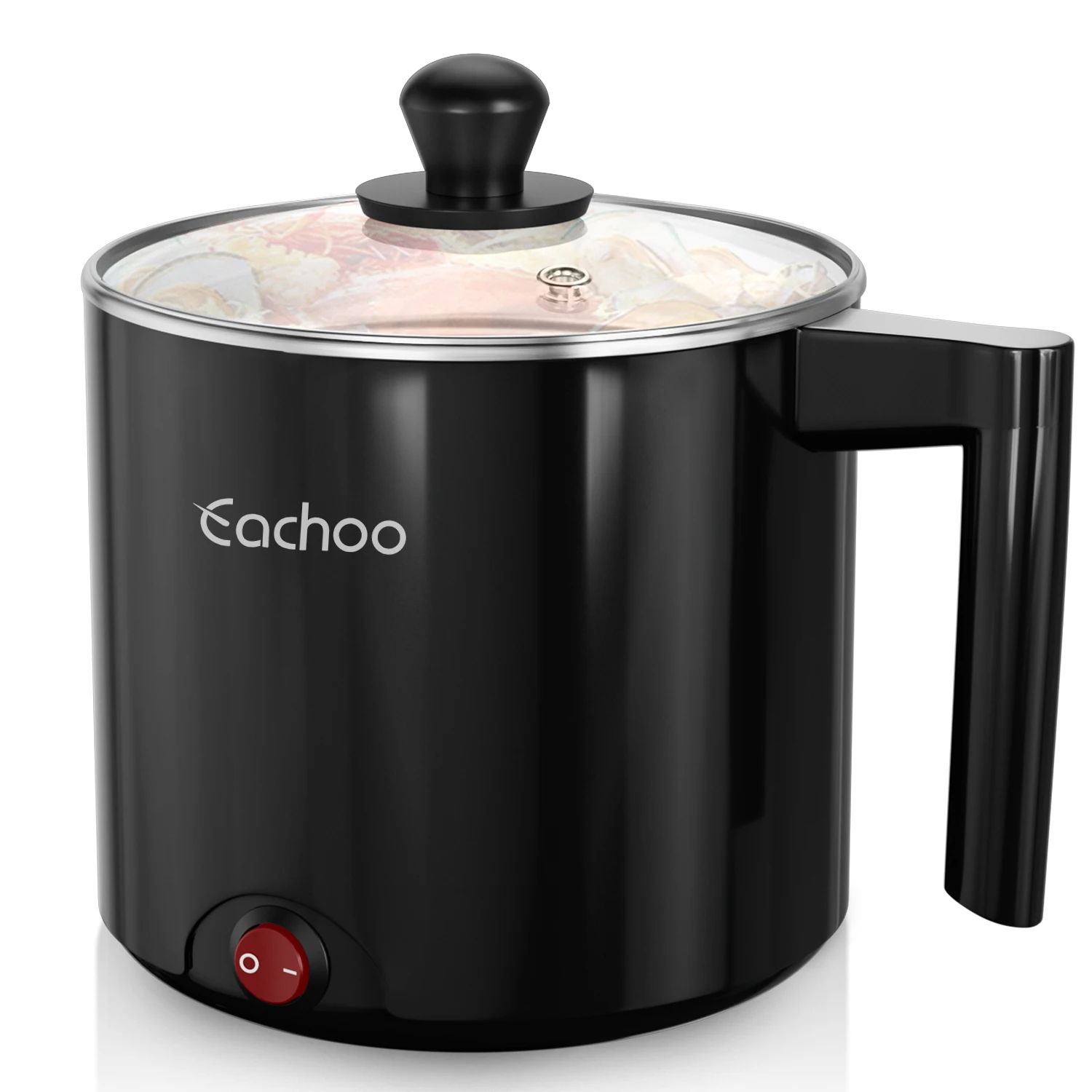 Olla eléctrica, cacerola antiadherente de 1,5 l, olla eléctrica versátil para fideos, filetes, huevos y pasta, opción de cocción rápida