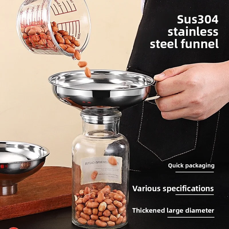 Embudo de cocina de acero inoxidable, herramienta de conservas multiusos para tarros de mermelada, suministros de elaboración casera, accesorios de cocina duraderos