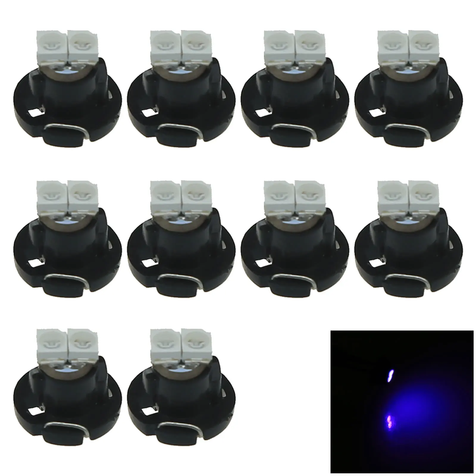 10x Blue AUTO T4.2 Lamp NEO Dash Twist Socket HVAC Instrument Light 2 Emitters 1210 SMD LED 79674-S3N-941 N102-B