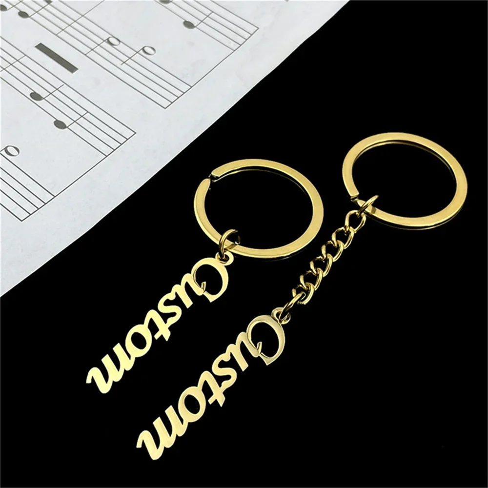 カスタム名キーホルダー女性のためのパーソナライズされた手書きフォントステンレス鋼シルバーゴールドネームプレートペンダントキーリングジュエリーギフト