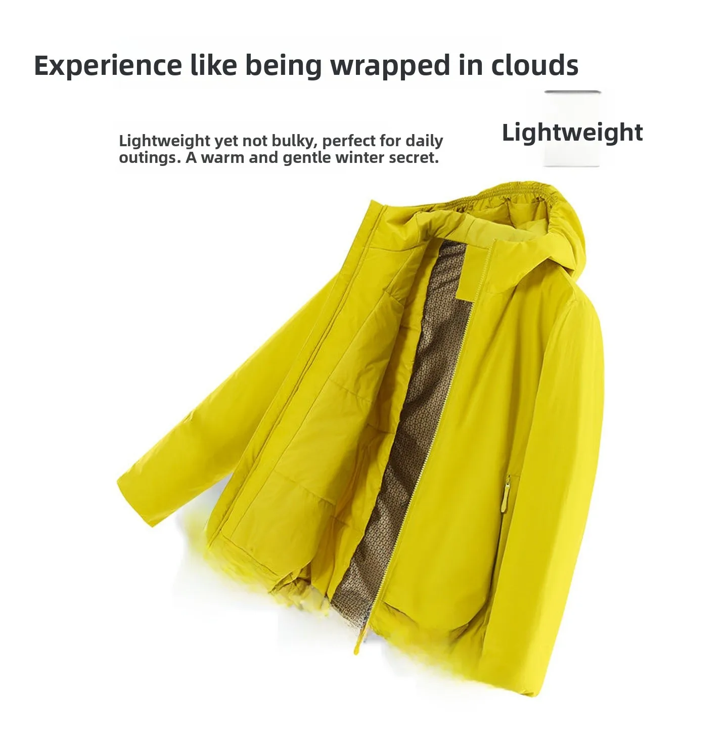 Graphene Tech Cotton Hooded Jacket for Men Outdoor Winter Mountain Series Fashion Urban Style Standard Fit Long Sleeve Zipper