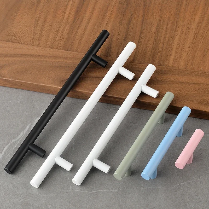 Simple Round Bar Kitchen Cabinet Door Handles Drawer Knobs and Colorful Handle for Furniture Children\'s Room