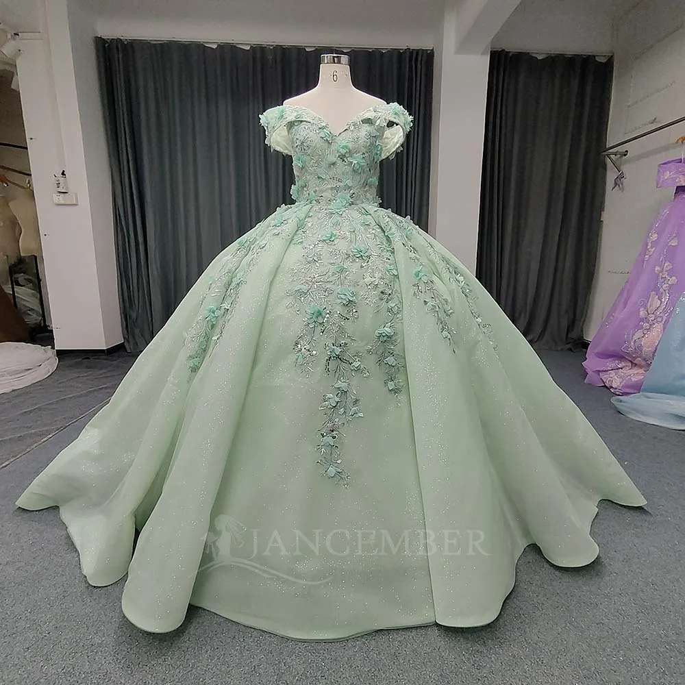 

Charro Quinceanera Dresses Ball Gown Short Sleeves Appliques Beaded Organza Mexican Sweet 16 Dresses 15 Anos Customized