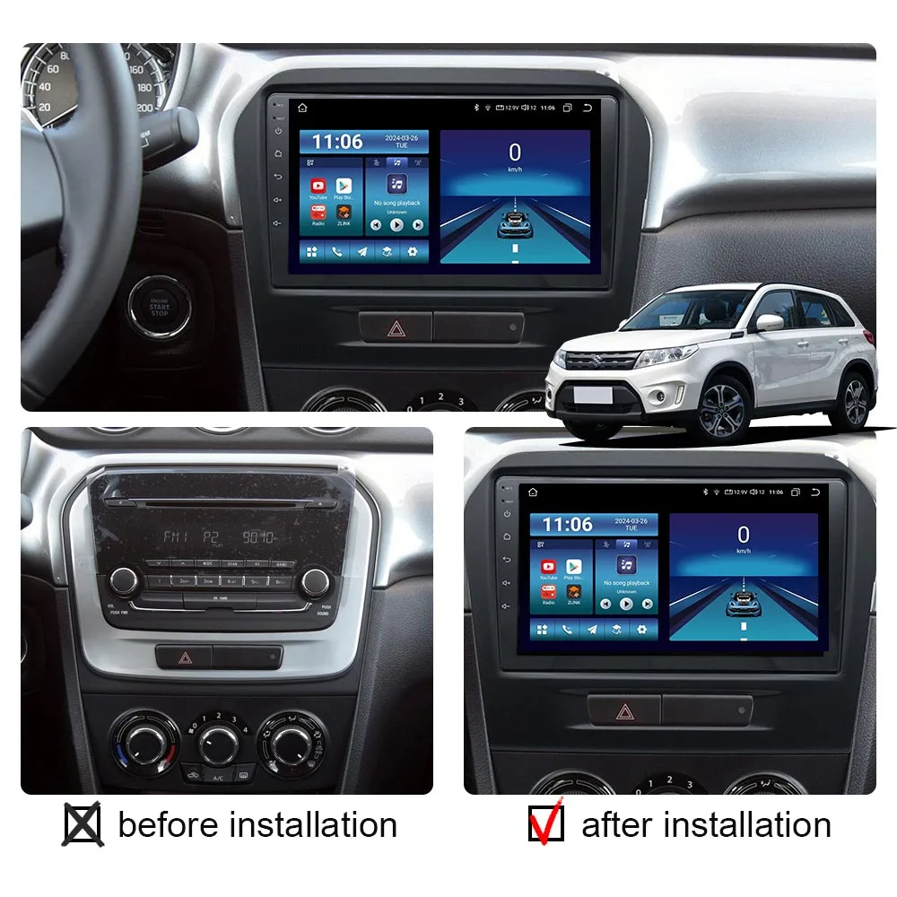 Android 14 Carplay Auto For Suzuki Vitara 2015- 2019 Car Radio Stereo Multimedia Video Player Navigation GPS Bluetooth Wifi DSP