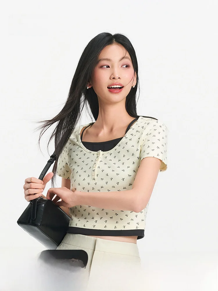 

Semir ort Sve футболка женская ort Sle галстук-бабочка милая летняя новая облегающая одежда маленький размер хлопковый топ U-Ne