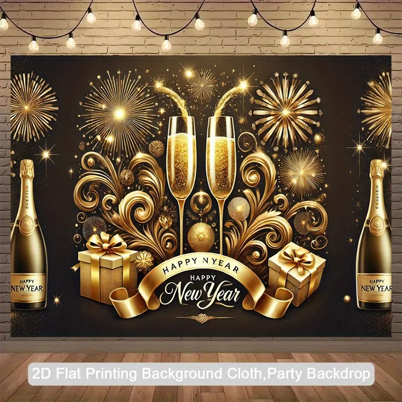 VIKAMA Goldene Neujahr Party Wandteppich Wohnzimmer Hintergrund Wand Silvester Party Dekoration Festival Requisiten