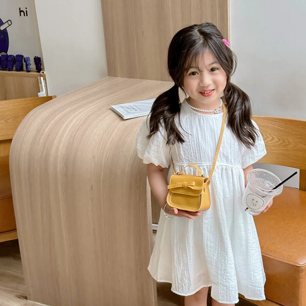 

Стильная сумка через плечо из искусственной кожи с бантом, однотонная, кошелек для монет, сумка-кроссбоди с бантом, кошелек-портмоне, маленькая детская сумка, уличный стиль