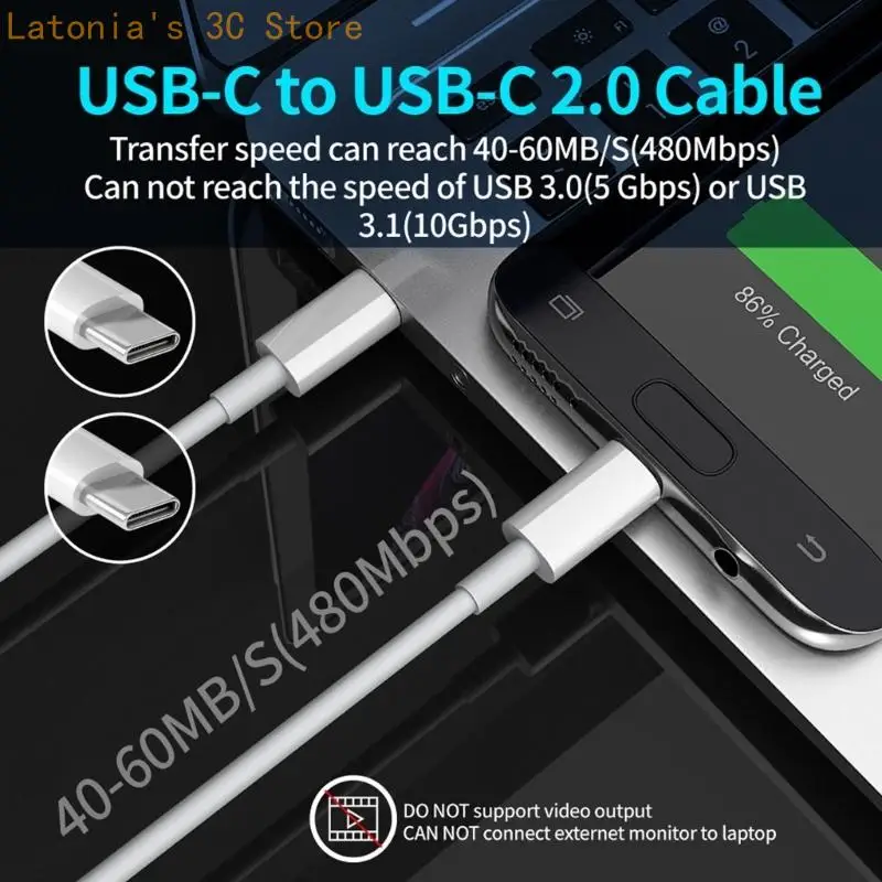 USB C to USB C Fast Charging Cable with E-Marker Chip, 100W USB 2.0 Data Cord for Home Office Travel Daily Use X3UB
