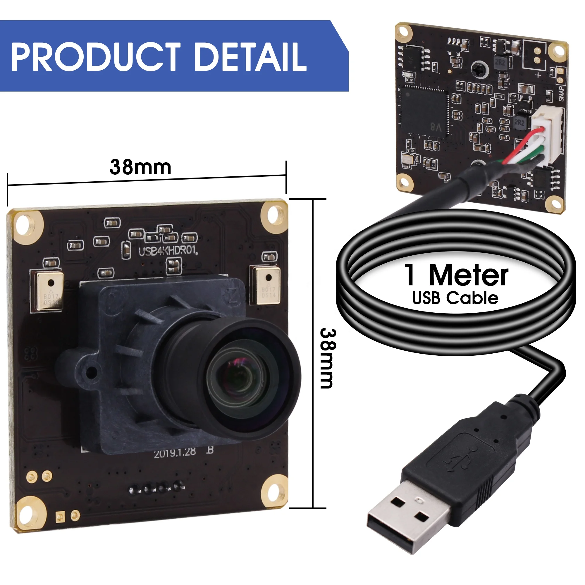 OEM IMX317 CMOS camera module 4k full hd video conference security camera webcam USB with 100 degree no distortion lens