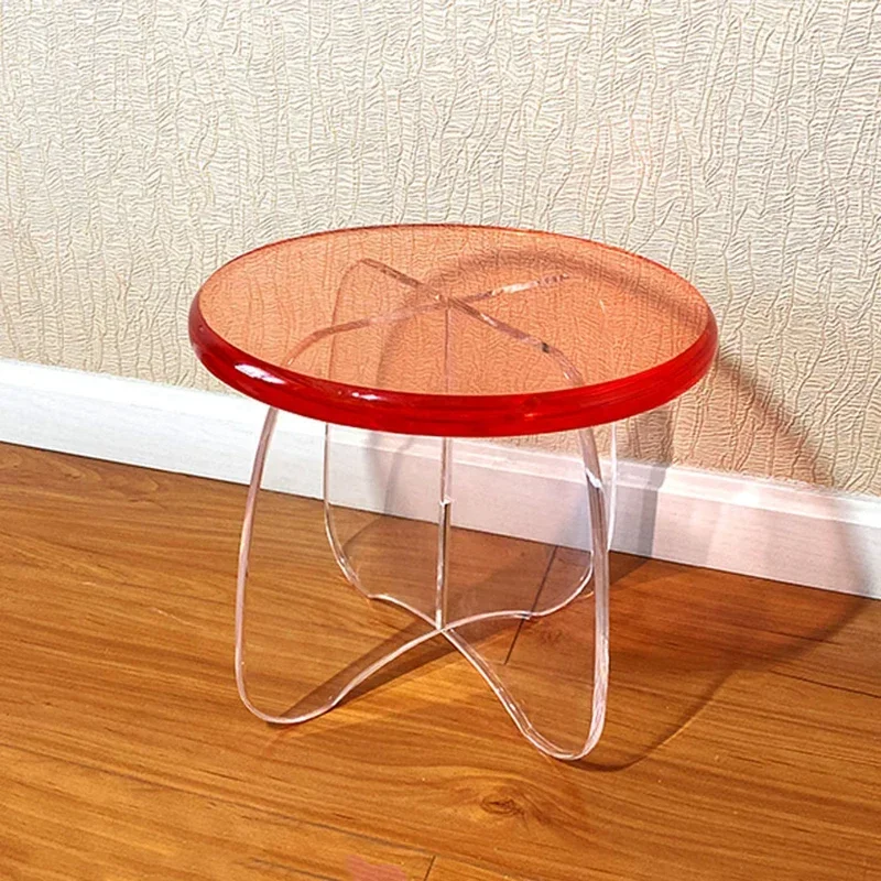 

l Transparent Acrylic Furniture Round Stool Porch Shoe Changing Stool Nordic Living Room Chair Mobile Seat Crystal L