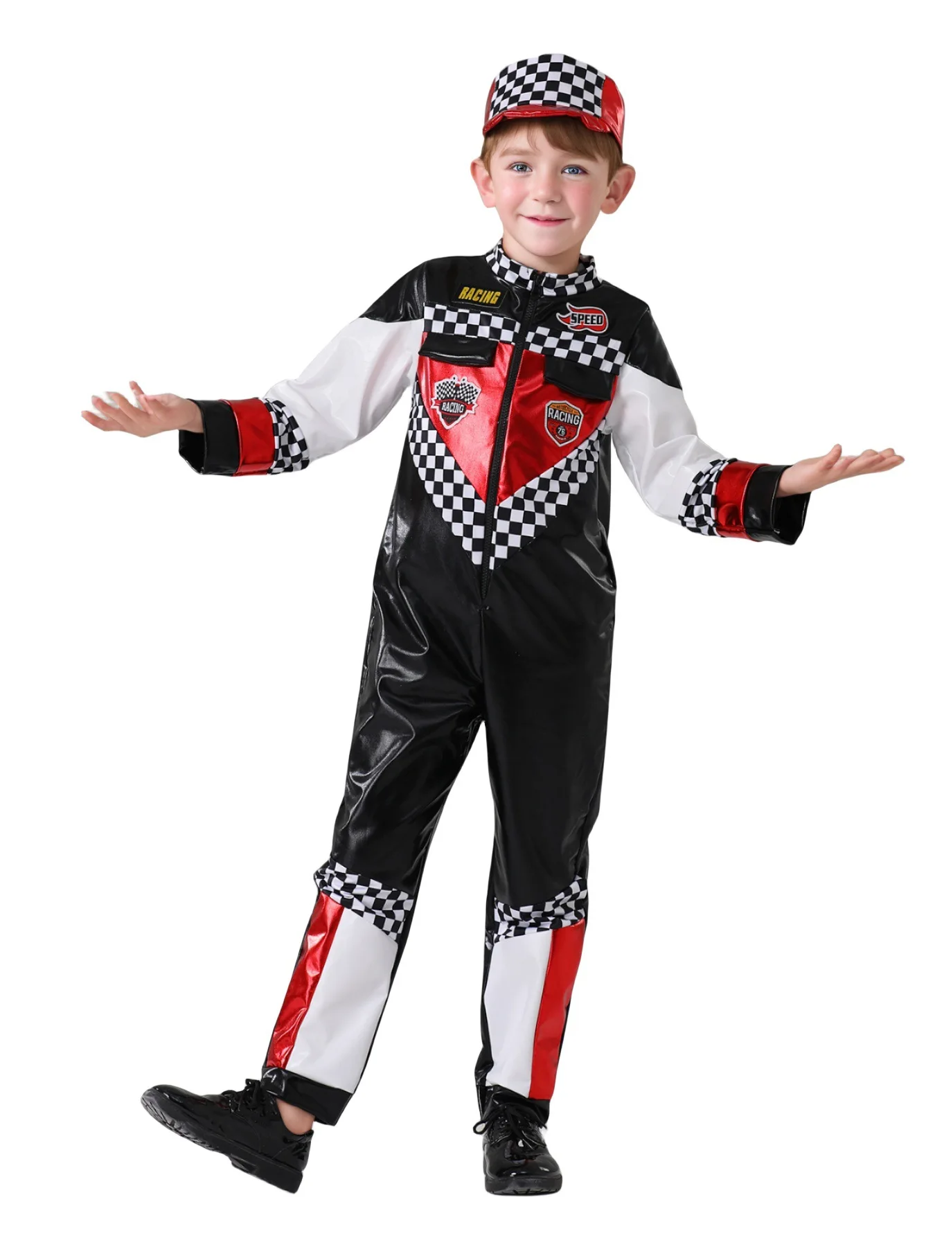 Kids Halloween Racer Cosplay Uniform Children Racing Driver Jumpsuit Fancy Dress Masquerade Costume for Boys