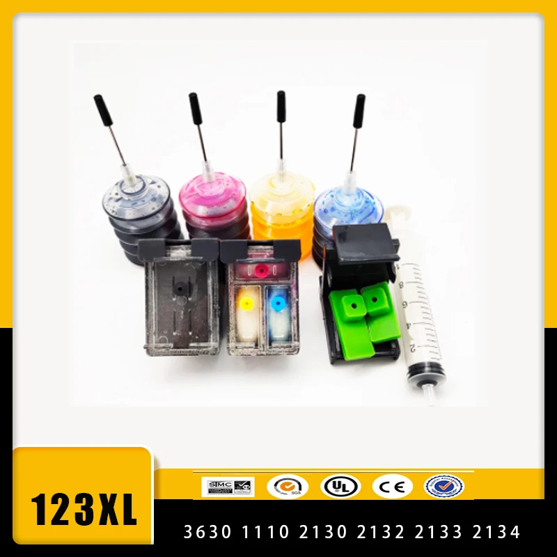 vilaxh for hp 123xl 123 xl refillable Ink Cartridge Replacement For HP123 Deskjet 3630 1110 2130 2132 2133 2134 3632 3638 3830