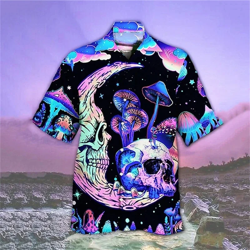 Newest Men\'s Shirts Streetwear Beach Male Shirt Short Sleeve Cool Skull 3d Hawaiian Shirt Man Oversized Summer Tops Women Clothe