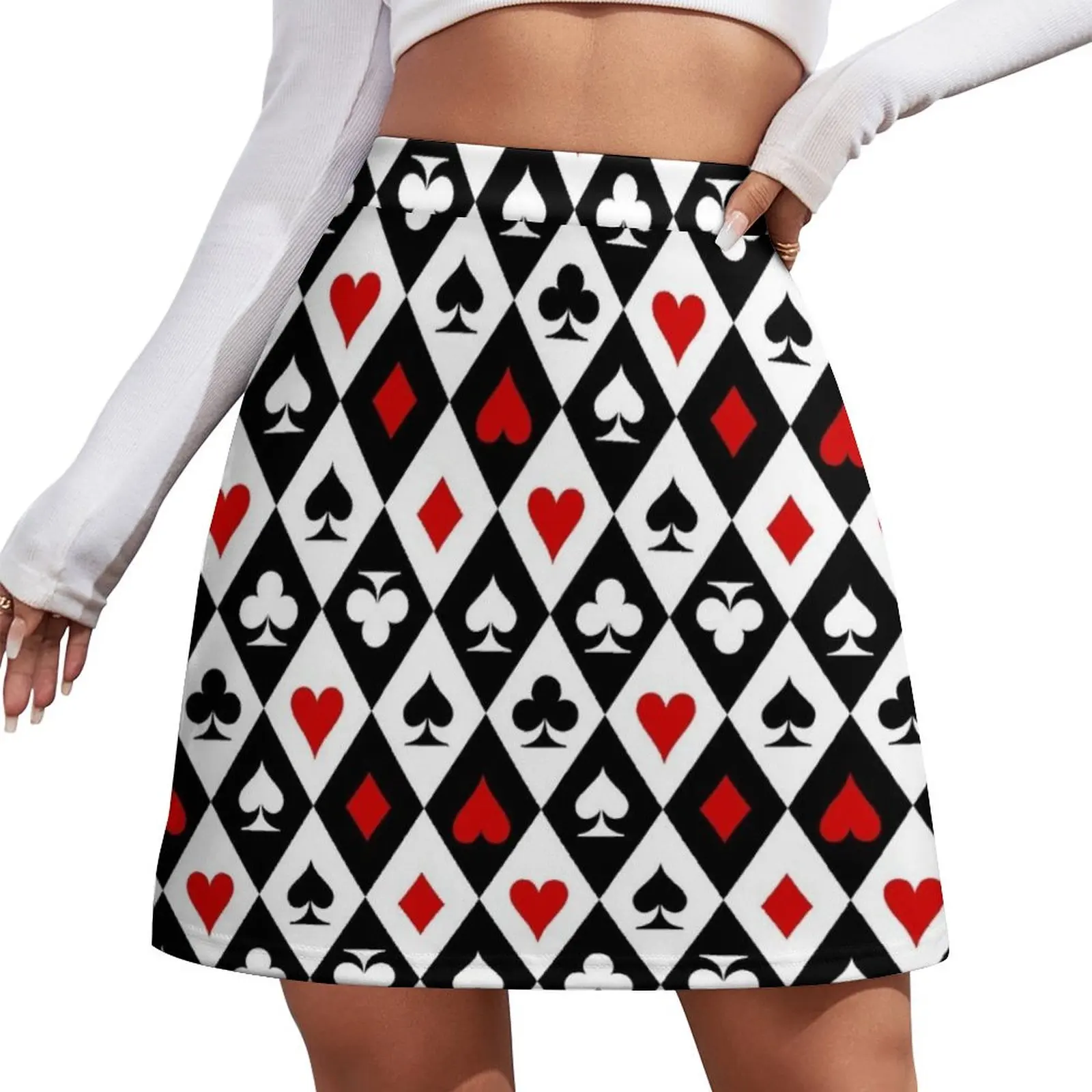 

Playing cards suit symbols Mini Skirt School skirt mini denim skirt Mini