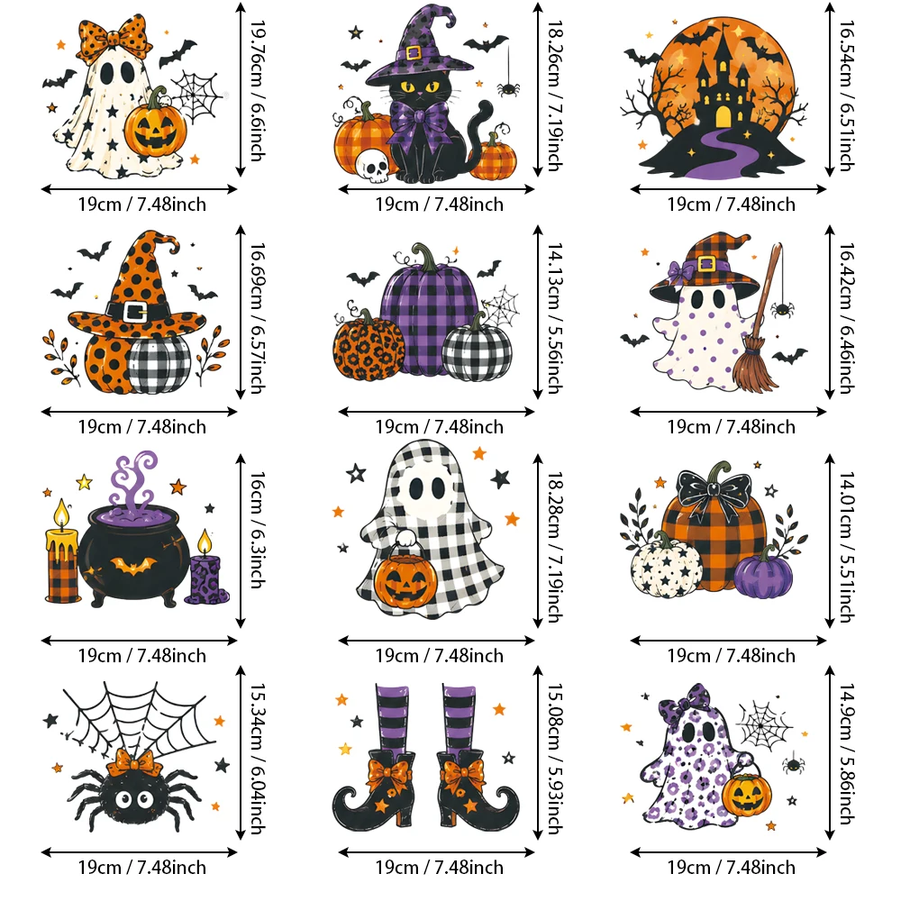 2Pcs Halloween Character Assortment HTV, 2D Flat Elastic Film, Stretch With Fabric No Crack No Lift