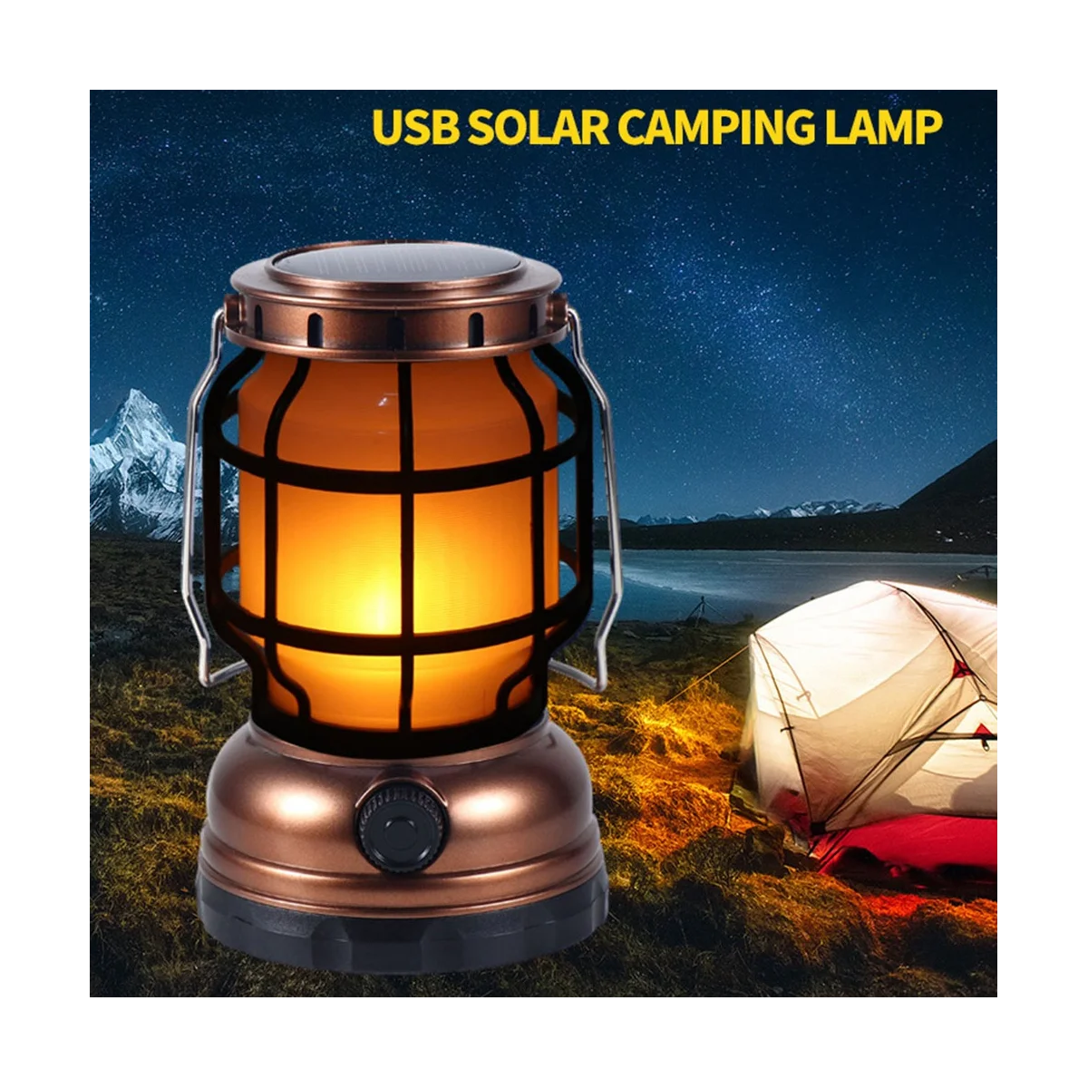 USB 충전식 LED 태양열 캠핑 램프, 말 램프, 야외 캠핑 램프, 가정용 비상 휴대용 램프