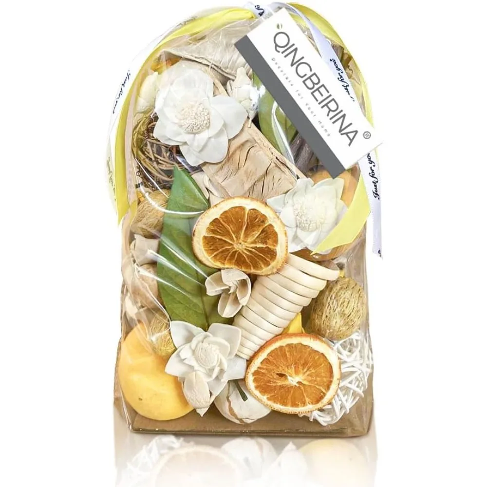 Bolsas de potpourri, relleno de cuencos de potpourris de limón/agrumi/tomillo, maceta decorativa amarilla, flores secas para verri, bolsita de fragancia para el hogar, jarrón