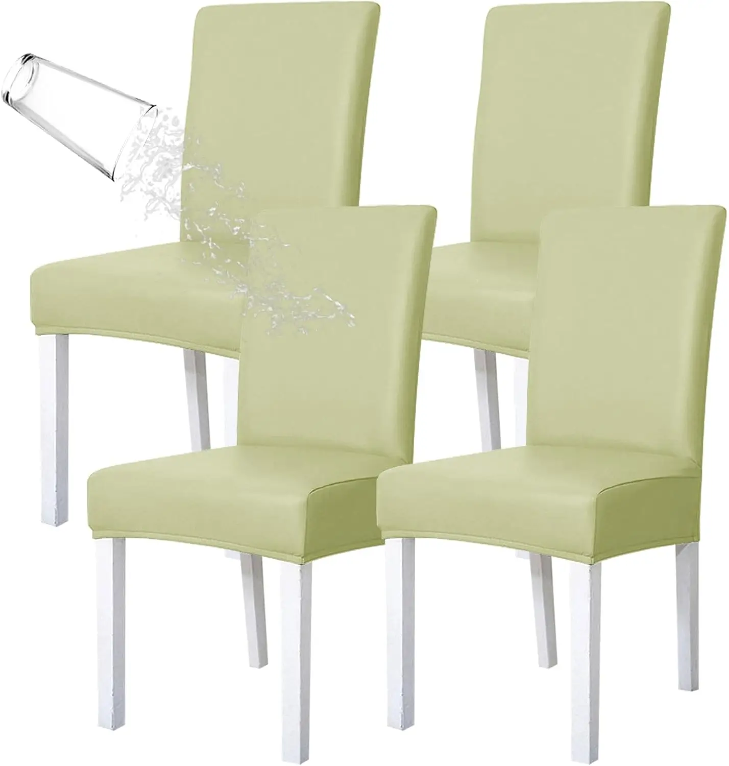 

Waterproof Pu Leather Chair Covers, Anti-Cat Scratch, Oilproof, Stretch Dining Chair Covers Set Of 4, Removable Washable Parson