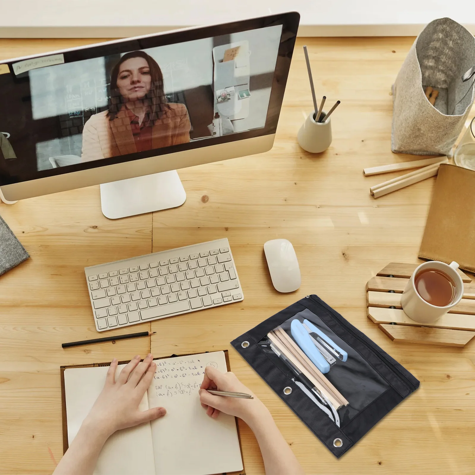 

6pcs Large Capacity Transparent Portable Stationery Pouches Smooth Zipper For Cards Cash Coins Keys Pens Lightweight File Bag