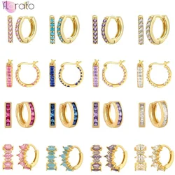 925 Sterling Silver Needle Small 7mm Round Colorful Crystal Huggie Hoop Earrings for Women INS Simple Earrings Fashion Jewelry