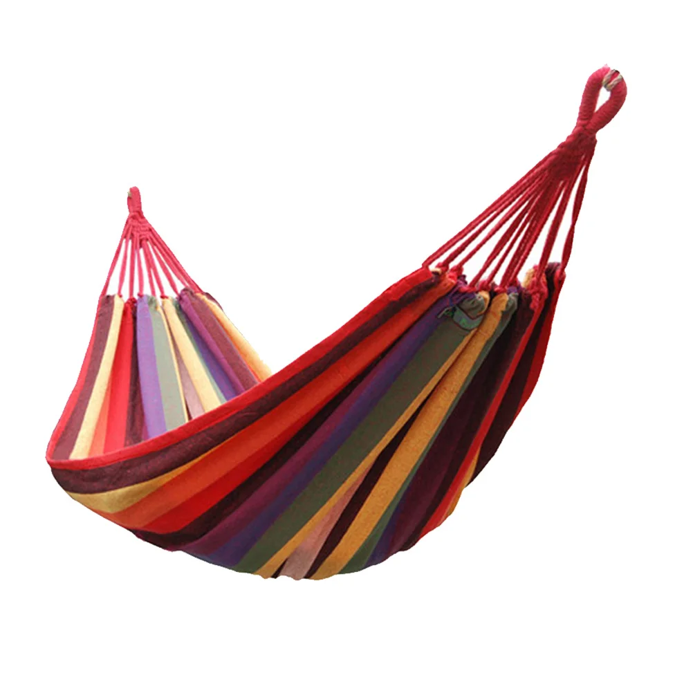 

Portable Hammock Lightweight Striped Canvas Swing For Camping Hiking Outdoor Travel Rainbow Hanging Chair
