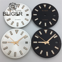 BLIGER 29mm  Black/White  Sunburst Watch dial Rose Gold Edge Green Lume Fit MIYOTA 8215 821A ETA 2836 2824 DG2813 3804 movement