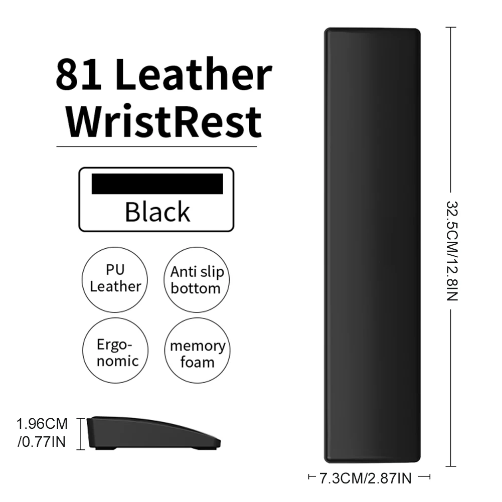 Almofada de descanso de pulso para teclado de jogos, 81 teclas, ergonômico, espuma de memória macia, suporte para as mãos, base estável de borracha antiderrapante