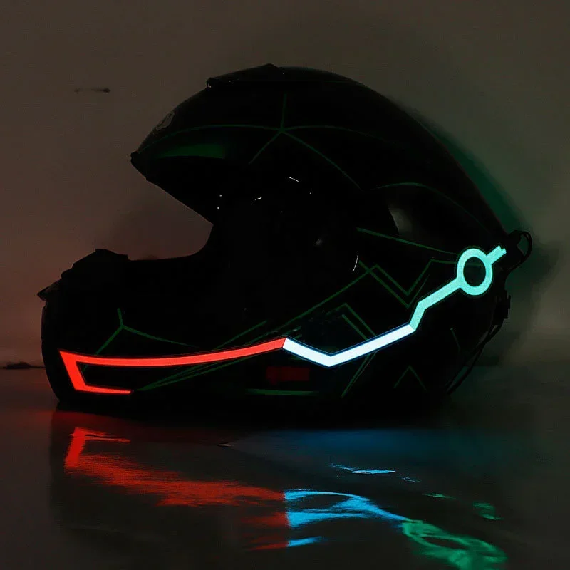 

Motorcycle Helmet LED Warning Lights Night Riding Helmet Motor Cold Light Strip EL Waterproof Sticker 4 Flashing Amagi