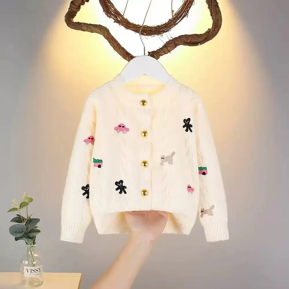 Girls’ Sweater Cardigan Jacket Spring and Autumn New Style Spring Girl Baby Spring Clothing Kidsren’s Knitwear Top 3 Girls' Sweater Cardigan Jacket Spring and Autumn New Style Spring Girl Baby Spring Clothing Kidsren's Knitwear Top 3